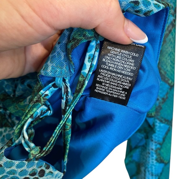 AFRM Aida Lace-Up Mesh Snake Print Crop Top - Picture 8 of 8